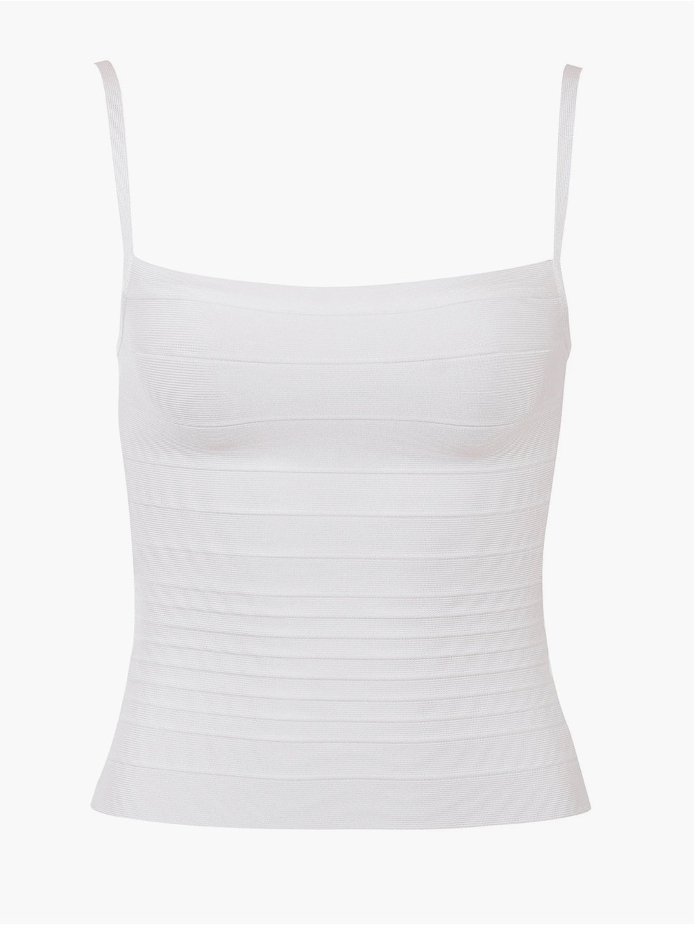 House of CB White Ribbed Square-Neck Camisole